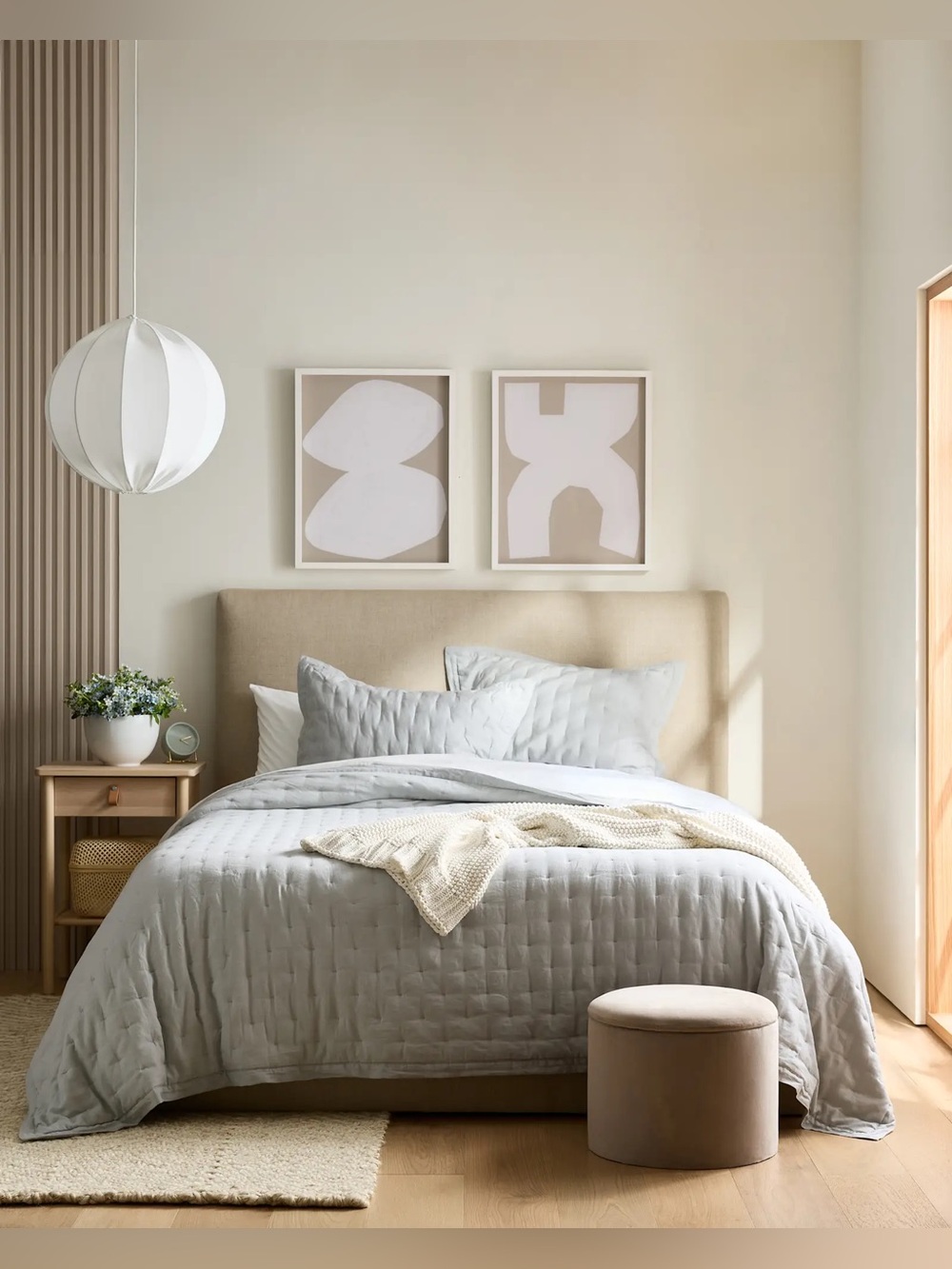 New Quince European Linen Dream Quilt King/CalKing MSRP $184 - Mist No Shams